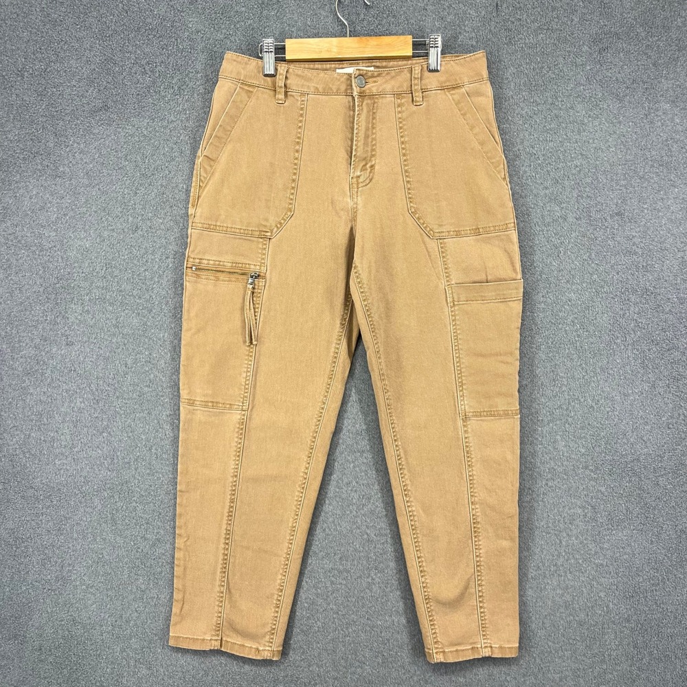 Habitual Cargo Pants Womens 4/27 Tan Brown High Rise Tapered Utility Gorpcore